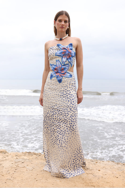 Maxi Vestido Polka Lirios