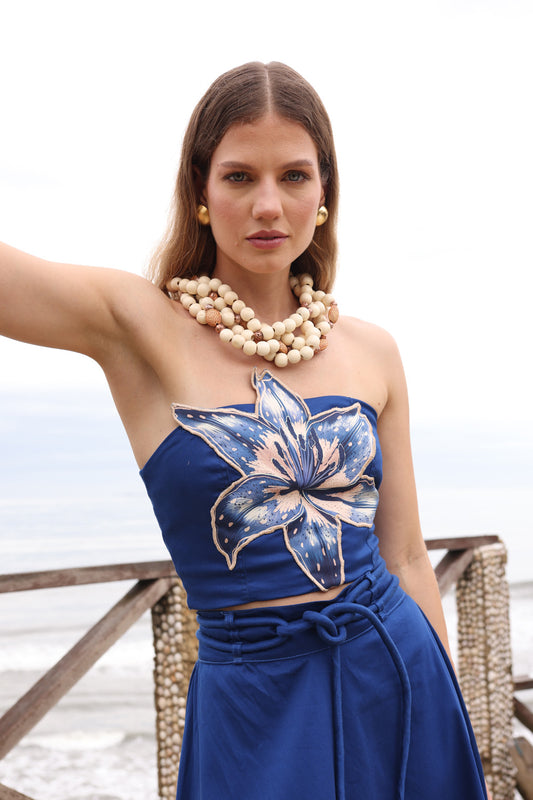 Croptop Azul Pandora Flor