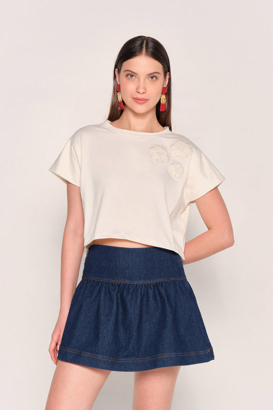 Blusa Malibu Flor (Crema)