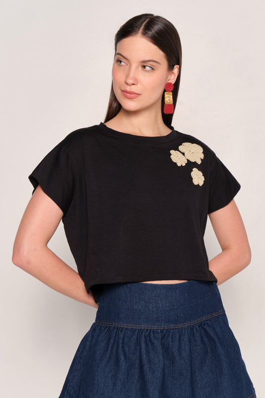 Blusa Malibu Flor (Negro)