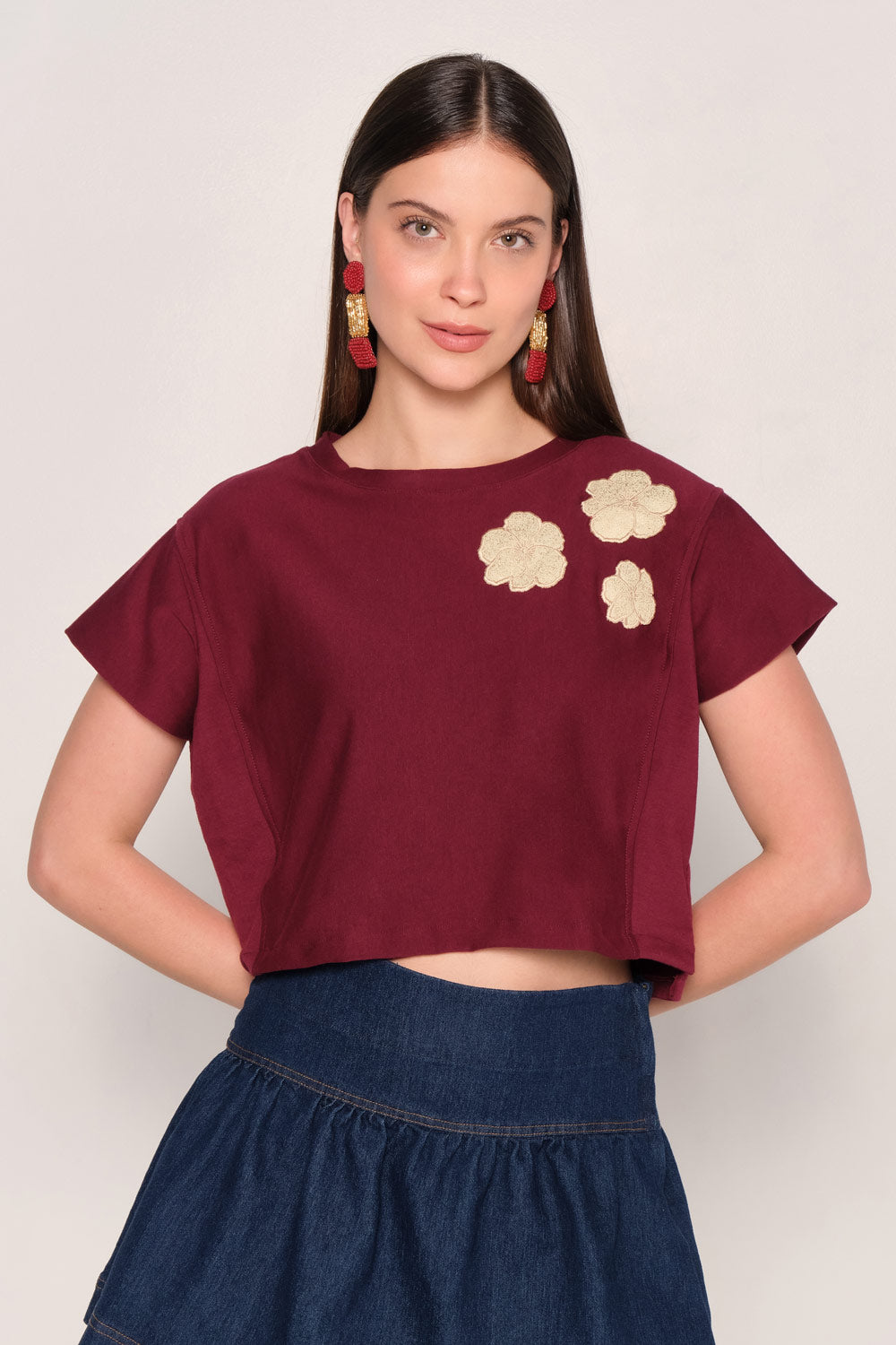 Blusa Malibu Flor (Vinotinto)