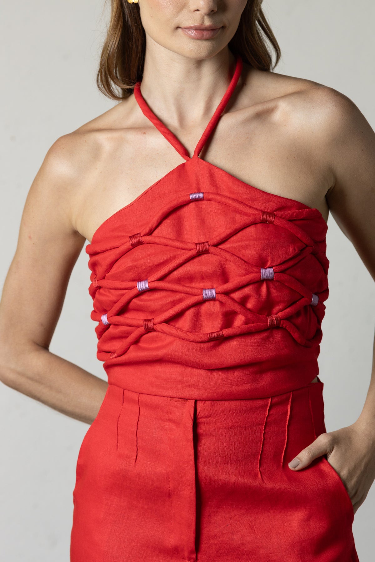 Crop Top Nido Halter Rojo