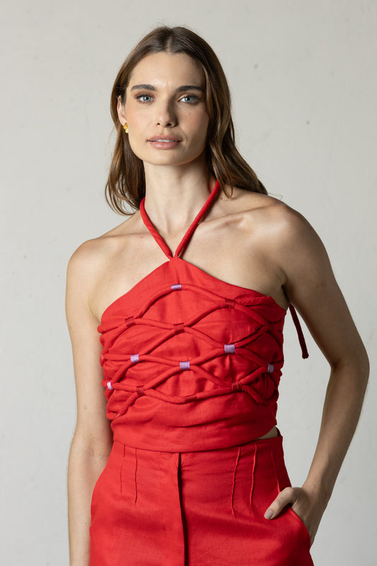 Crop Top Nido Halter Rojo