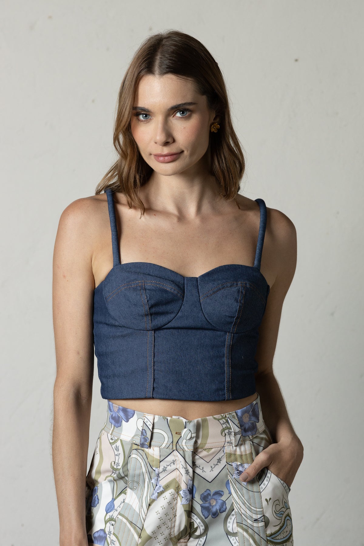 Crop Top Corset Denin
