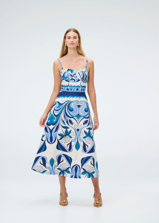 Vestido Corset Print Maxi