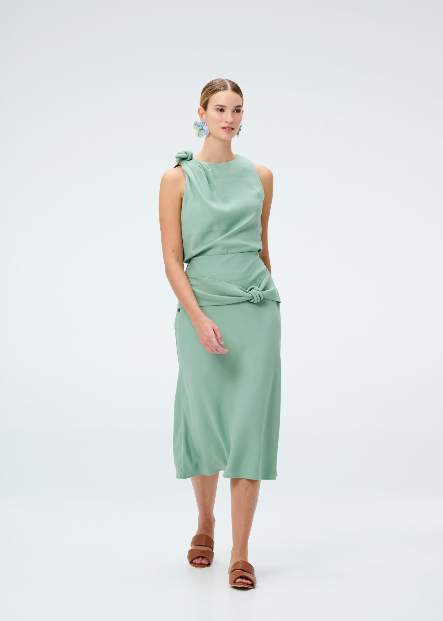 Falda Midi salvia