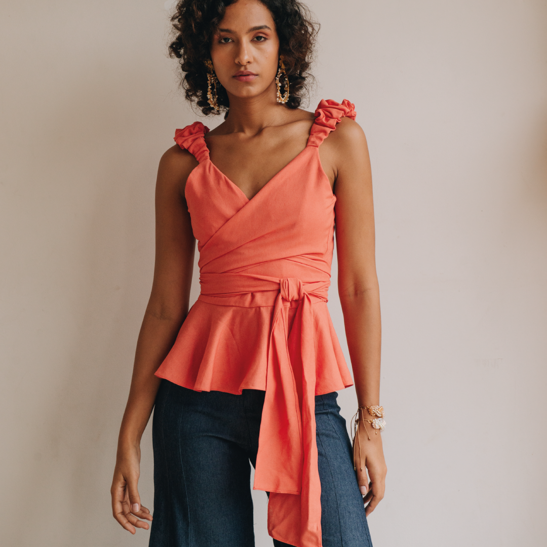 Blusa Peplum Andrea Coral
