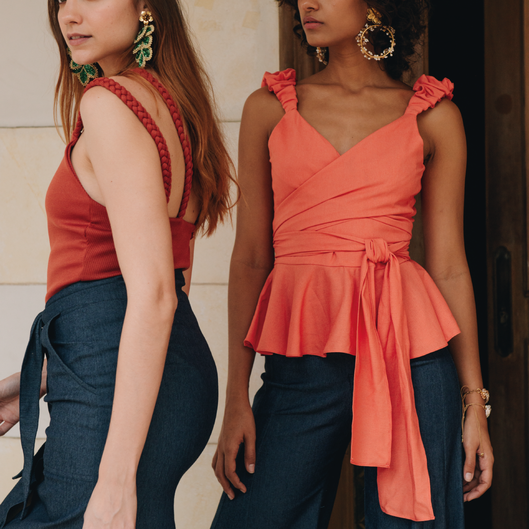 Blusa Peplum Andrea Coral